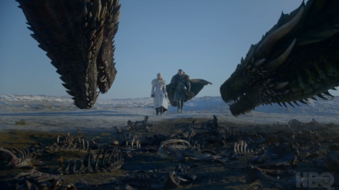A shot of Daenerys Targaryen (Emilia Clarke) and Jon Snow (Kit Harrignton) from Game of Thrones